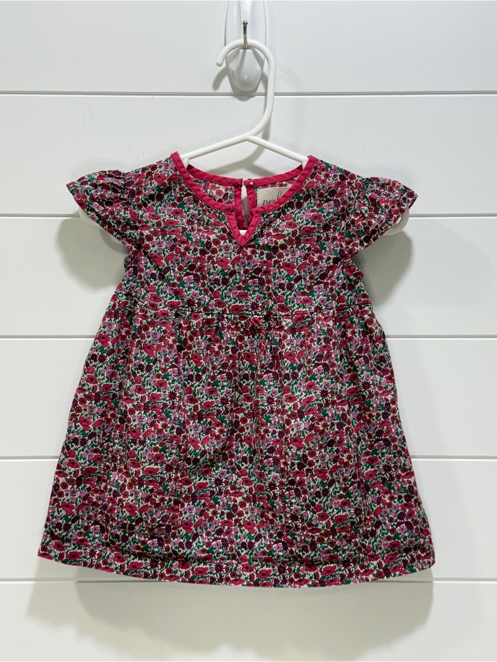Peek Little Peanut Floral Cap-Sleeve Dress in Pink and Green